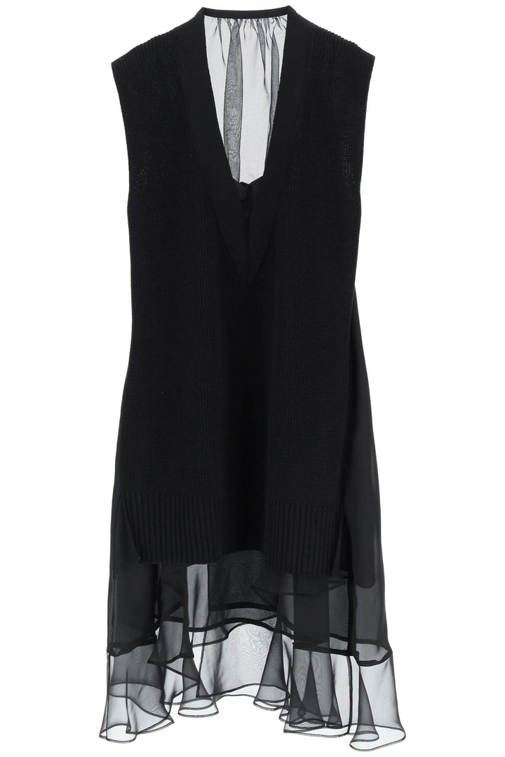 Midi Dress With Knitted Panel - Sacai - Women