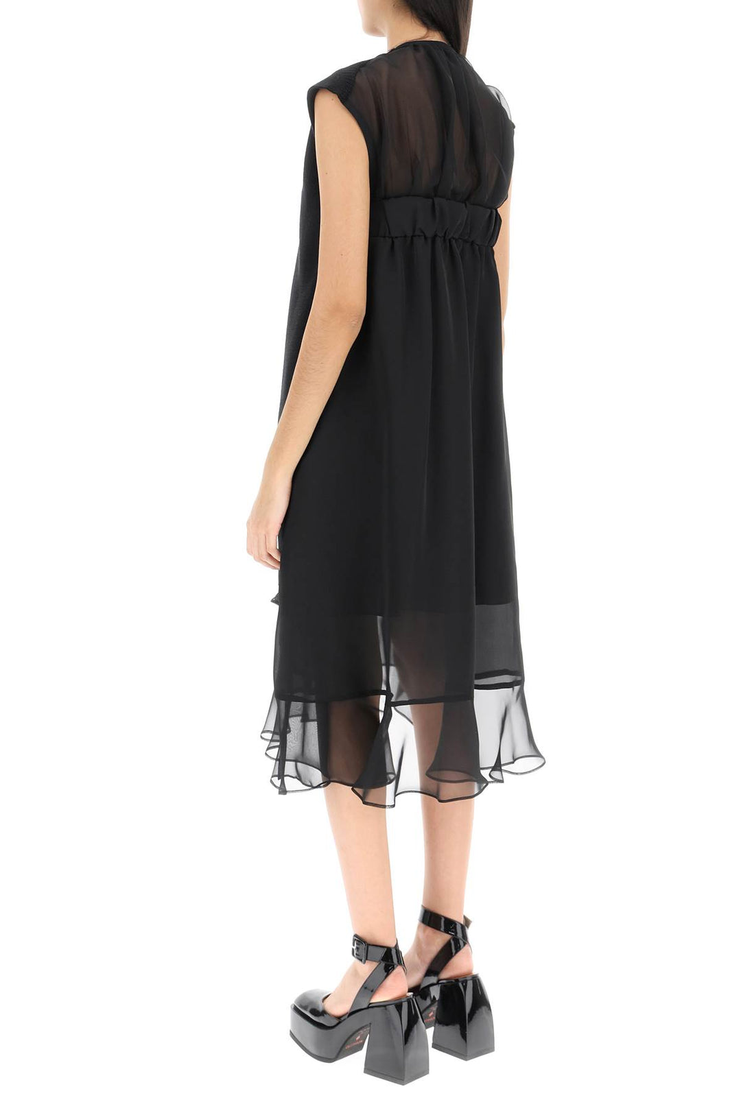 Midi Dress With Knitted Panel - Sacai - Women