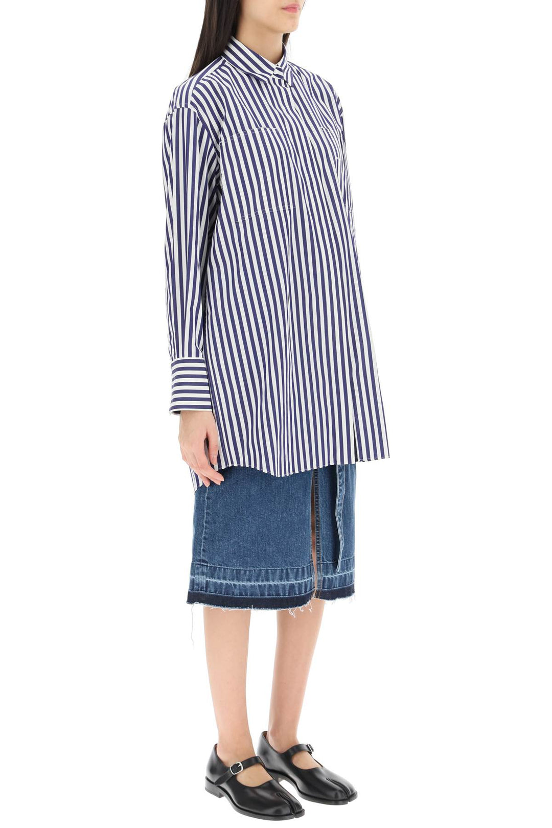 Striped Cotton Poplin Shirt - Sacai - Women