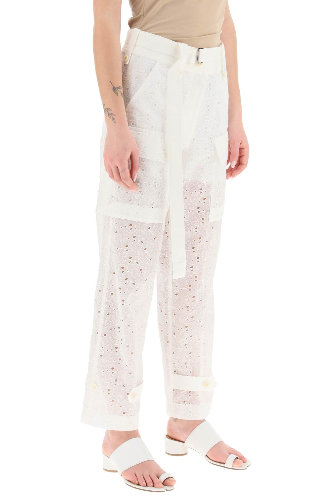 Monogram Lace Cargo Pants - Sacai - Women