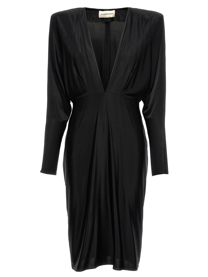 Alexandre Vauthier V-Neck Jersey Dress Dresses - Black | 205f05c1e6d18e3df4b54dee7ba1a30671dbf52c