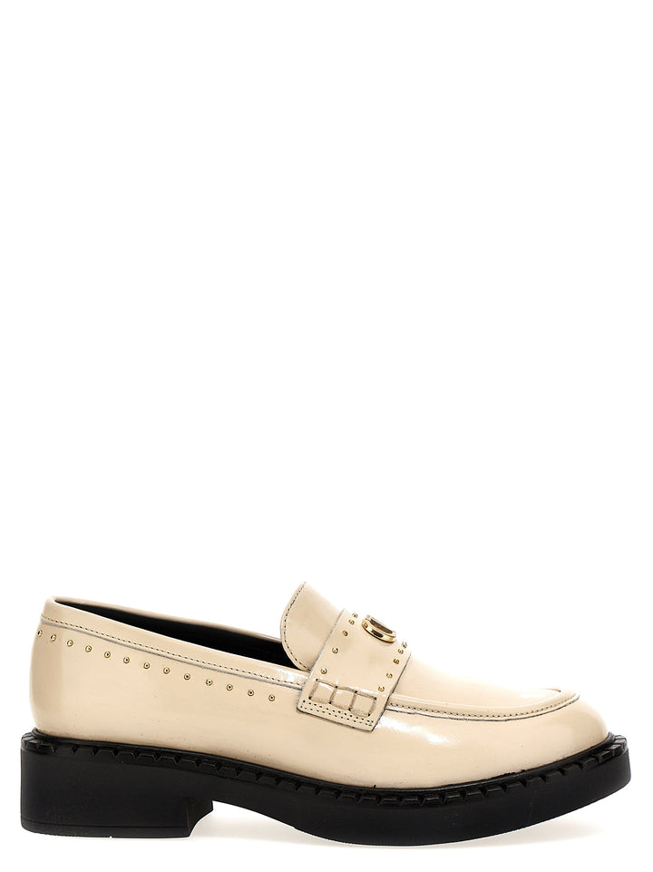 Studded Logo Loafers White