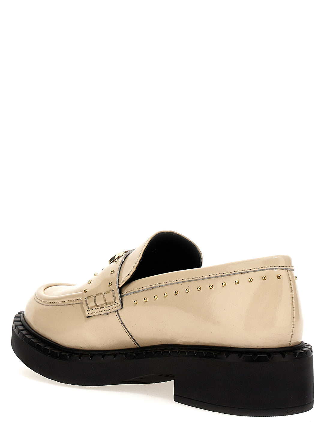 Studded Logo Loafers White