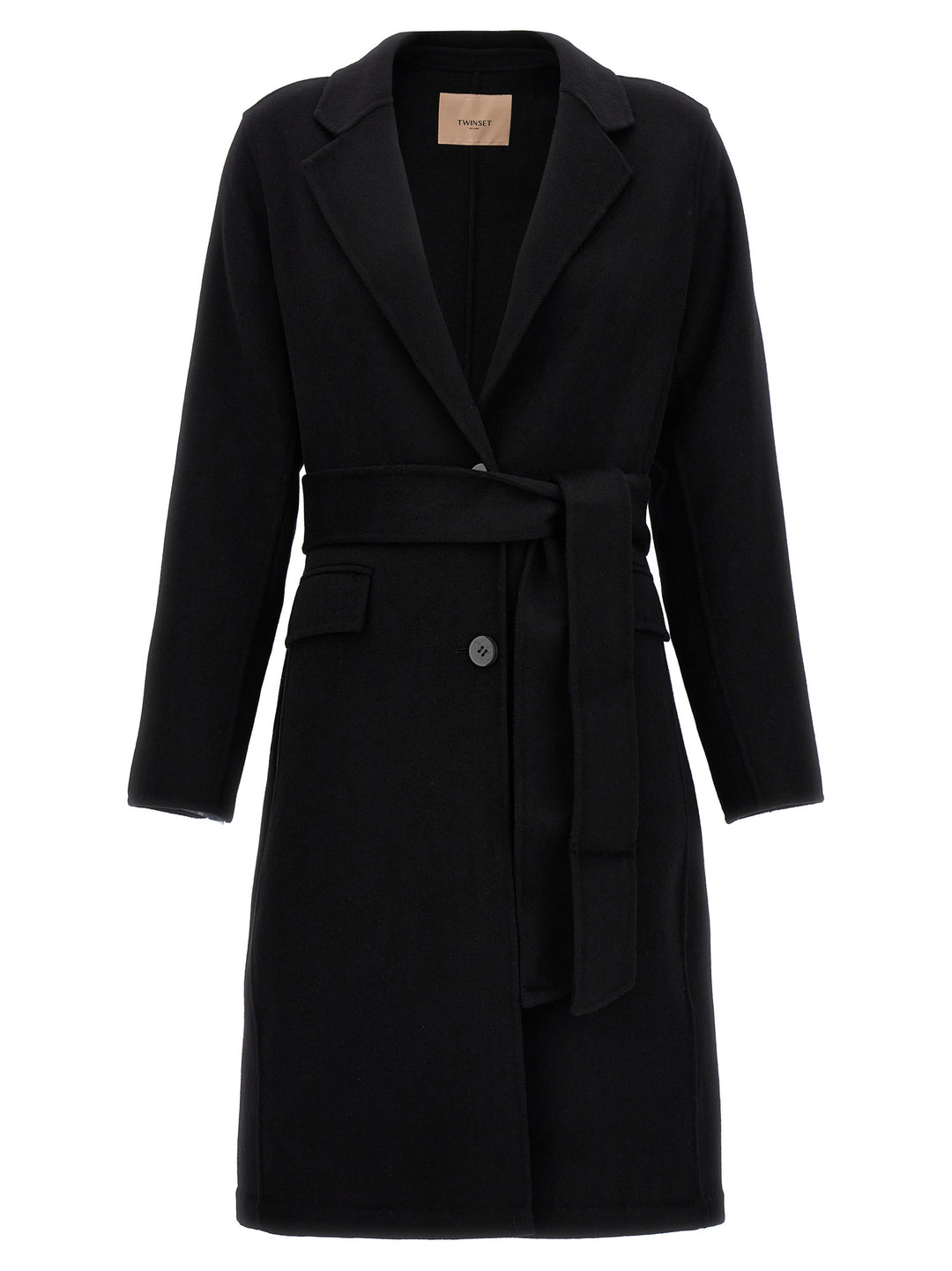 Belted Single Breast Coat Coats, Trench Coats Black