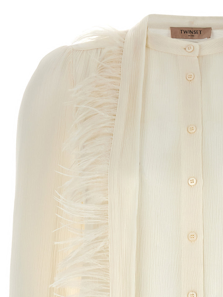 Feather Detail Shirt Shirt, Blouse White