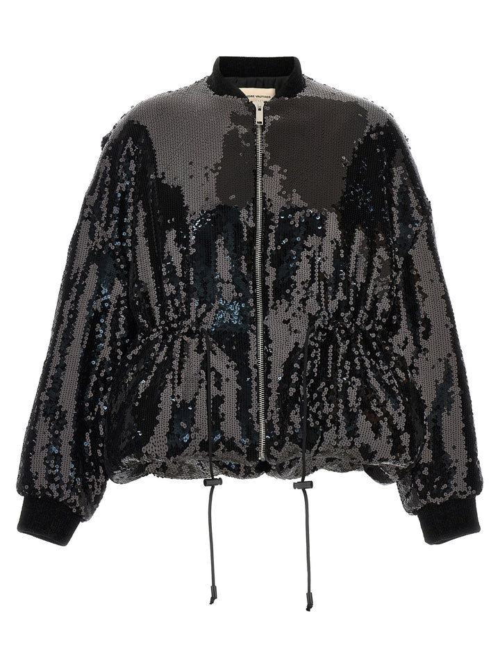 Sequin Bomber Jacket Casual Jackets, Parka Black