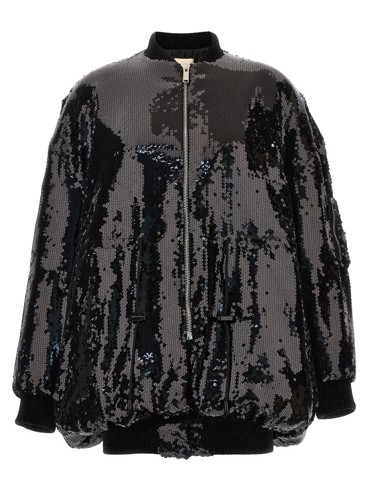 Sequin Bomber Jacket Casual Jackets, Parka Black