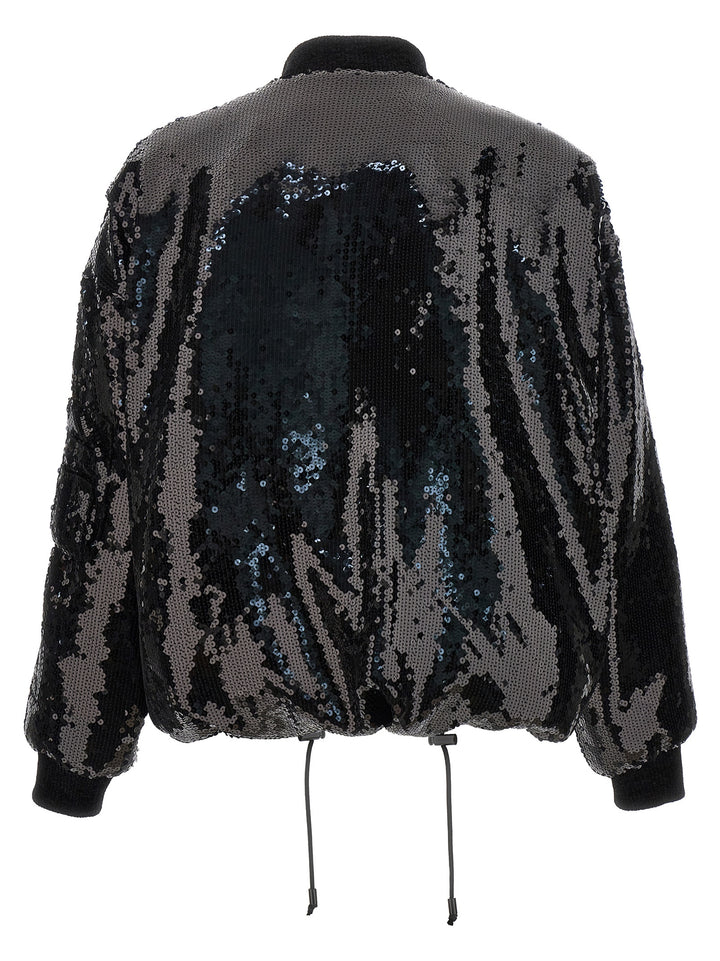 Sequin Bomber Jacket Casual Jackets, Parka Black