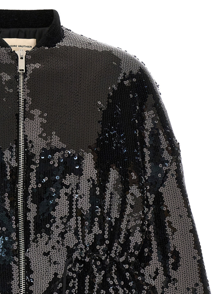 Sequin Bomber Jacket Casual Jackets, Parka Black