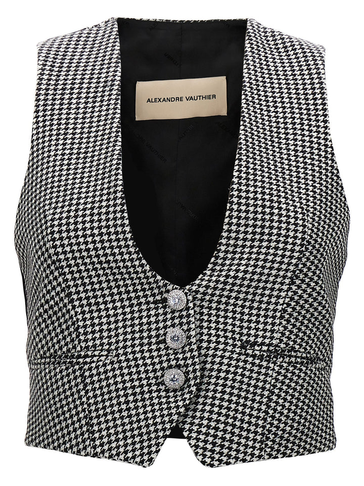 Houndstooth Vest Gilet White/Black