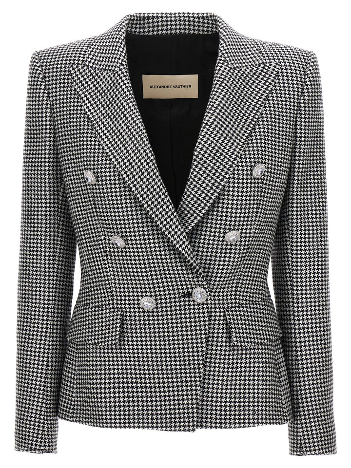 Double-Breasted Houndstooth Blazer Jackets Multicolor