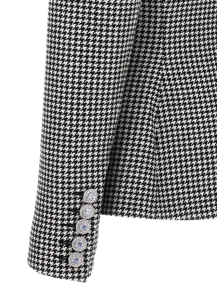 Double-Breasted Houndstooth Blazer Jackets Multicolor