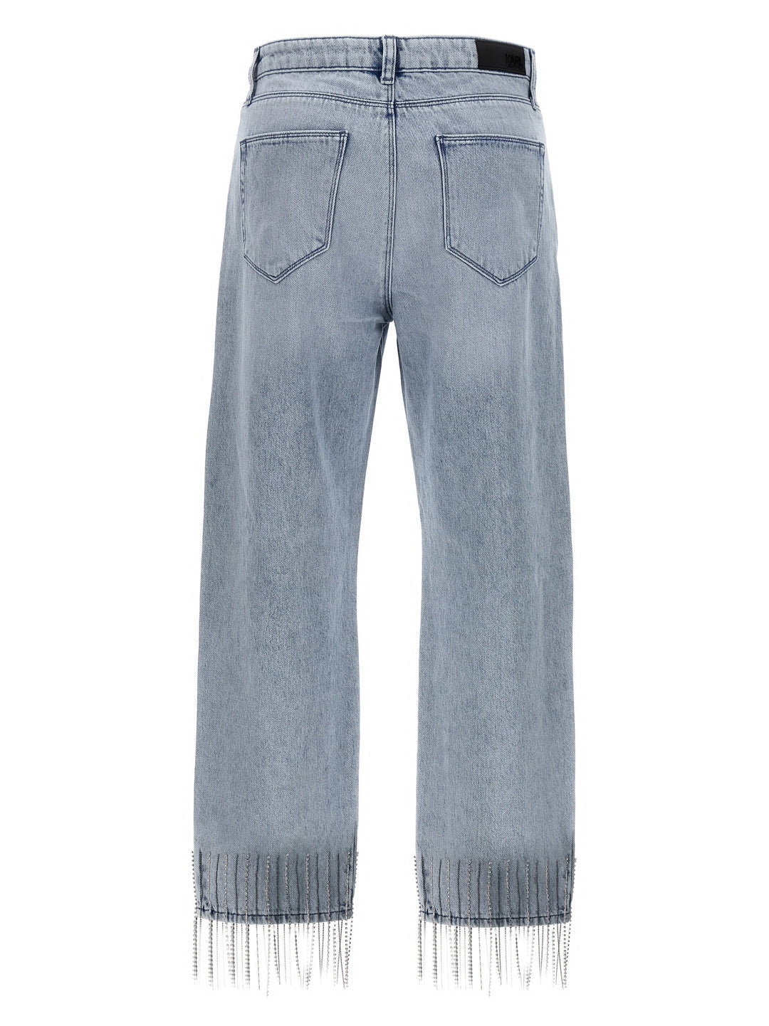 Rhinestone Fringed Jeans Blue