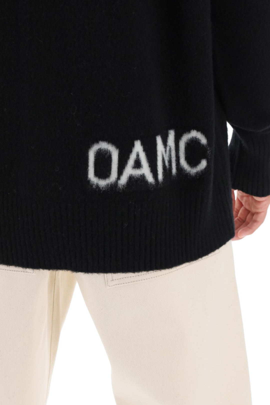 Wool Sweater With Jacquard Logo - Oamc - Men