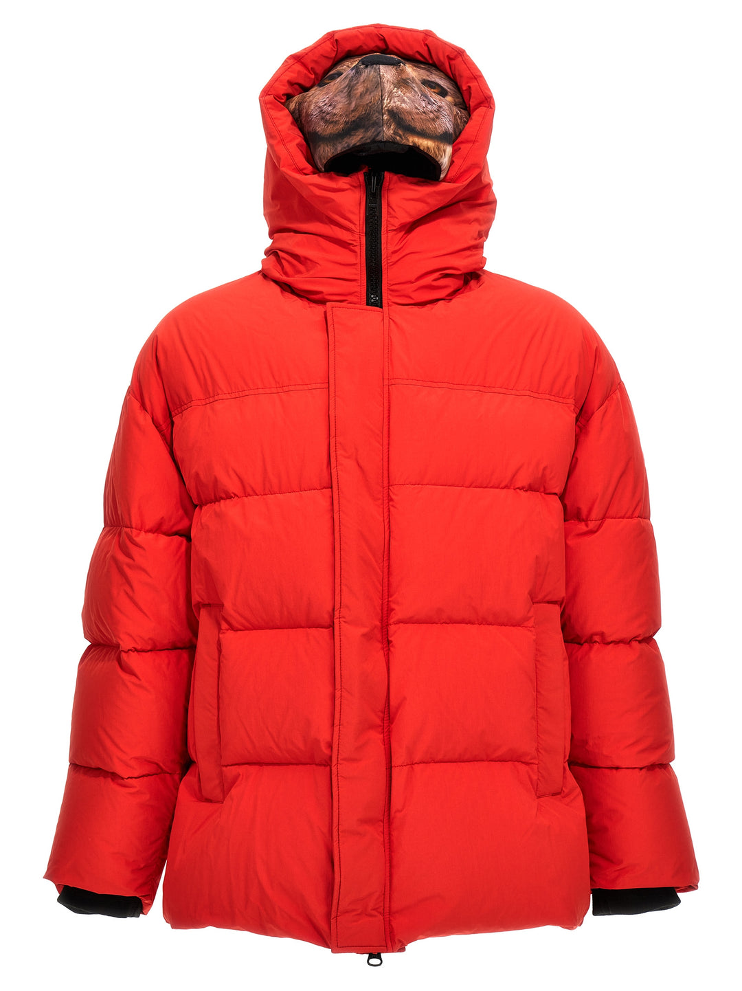 Animal Trim Casual Jackets, Parka Red