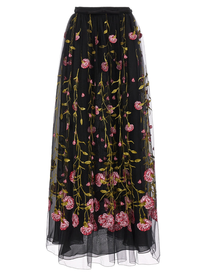 Floral Embroidery Skirt Skirts Black