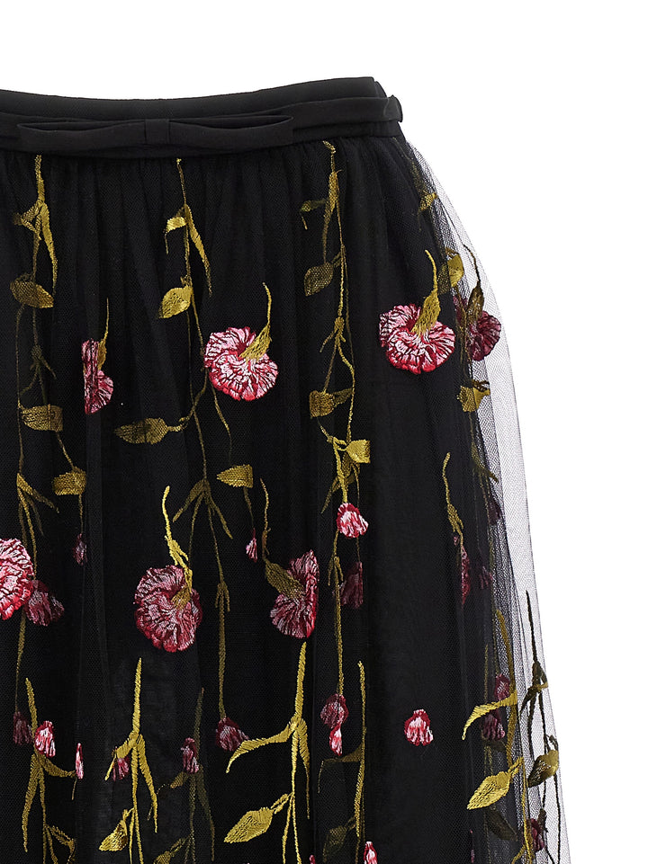 Floral Embroidery Skirt Skirts Black