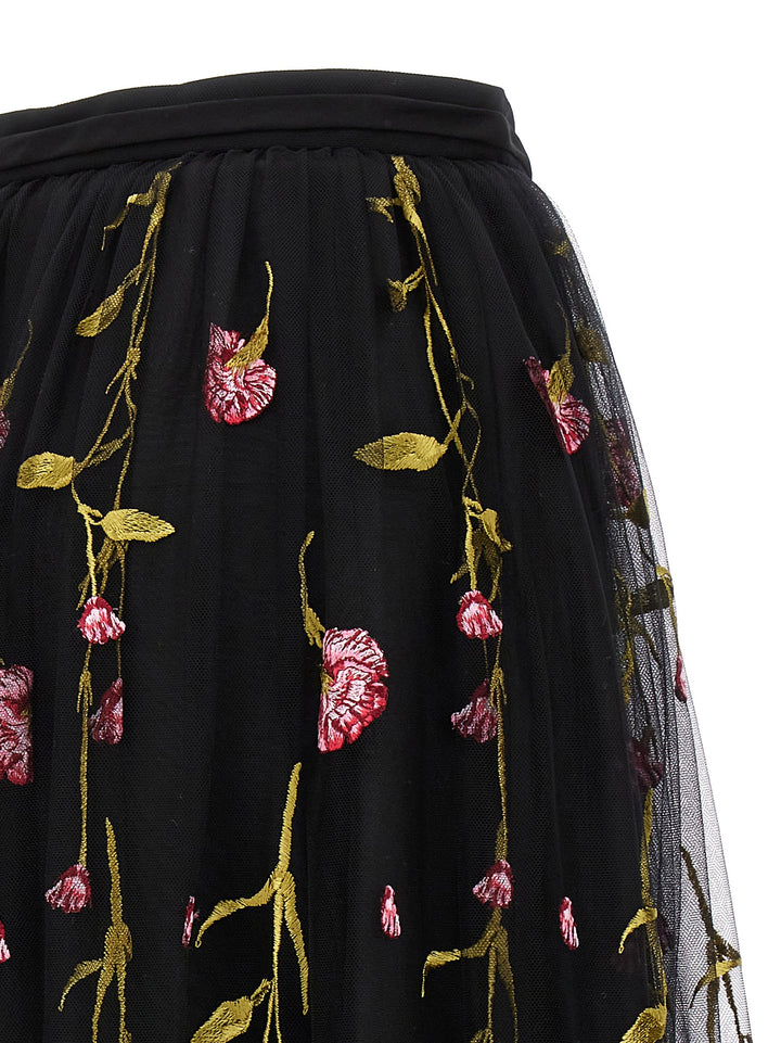 Floral Embroidery Skirt Skirts Black