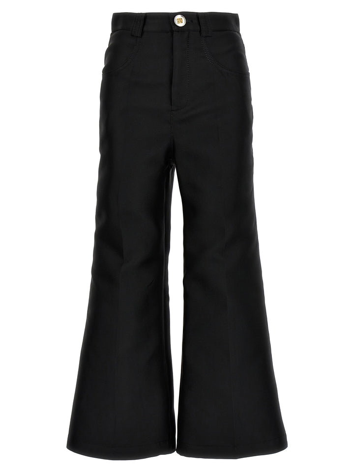 Cropped Silk Blend Pants Black