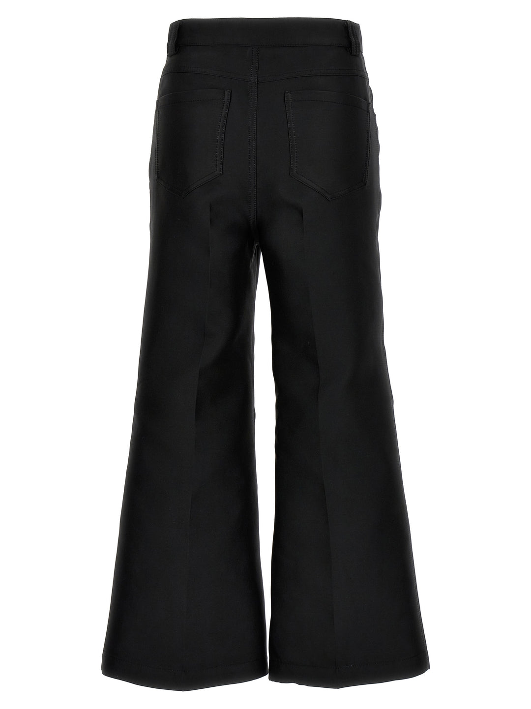 Cropped Silk Blend Pants Black