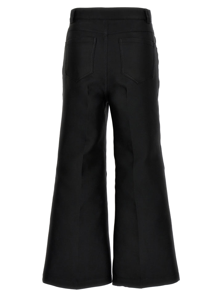 Cropped Silk Blend Pants Black