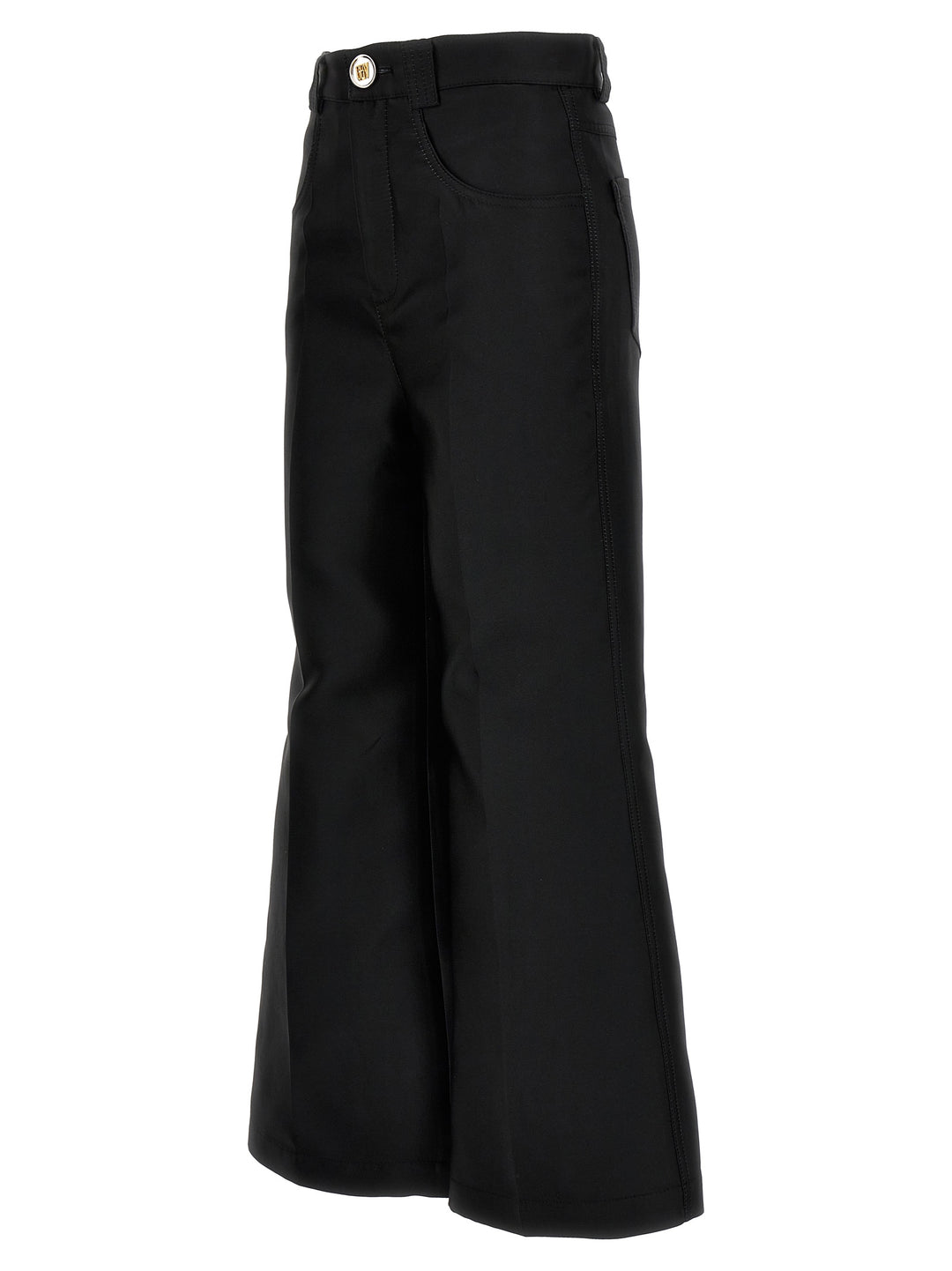 Cropped Silk Blend Pants Black