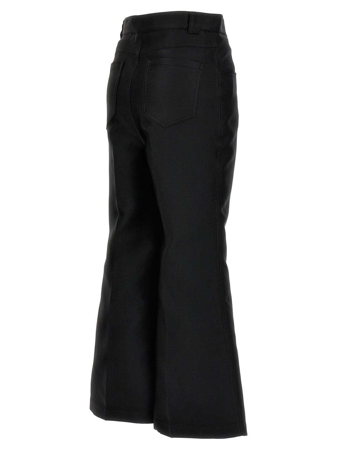 Cropped Silk Blend Pants Black