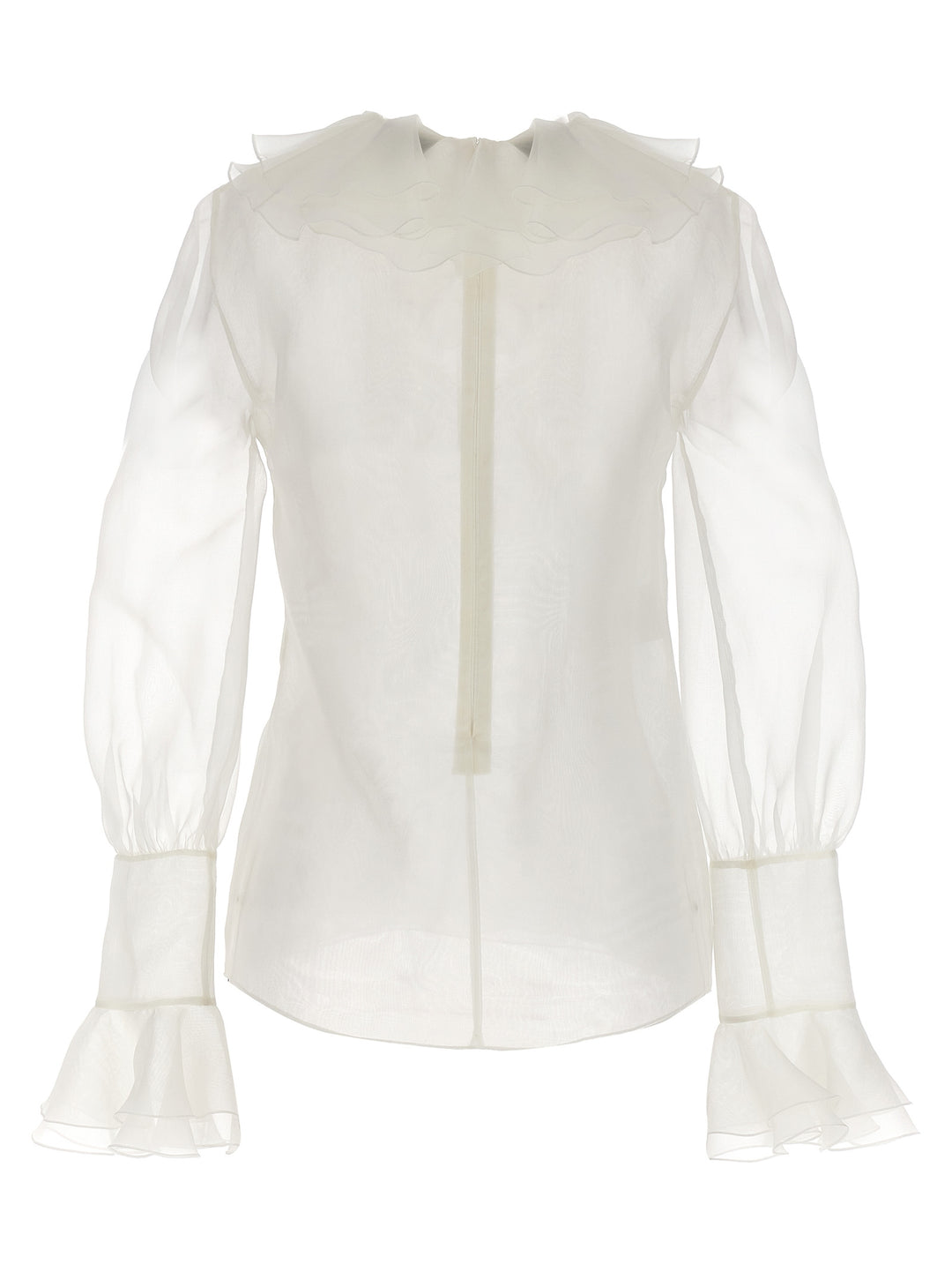 Ruffle Collar Shirt Shirt, Blouse Beige