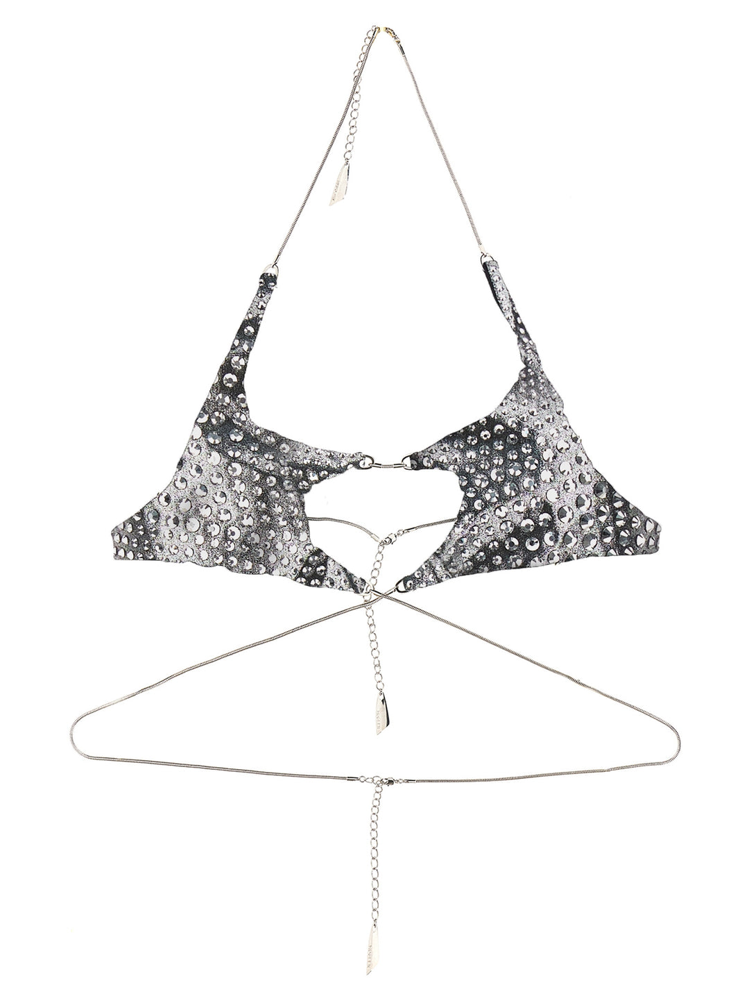 Rhinestone Bikini Bra Beachwear Silver