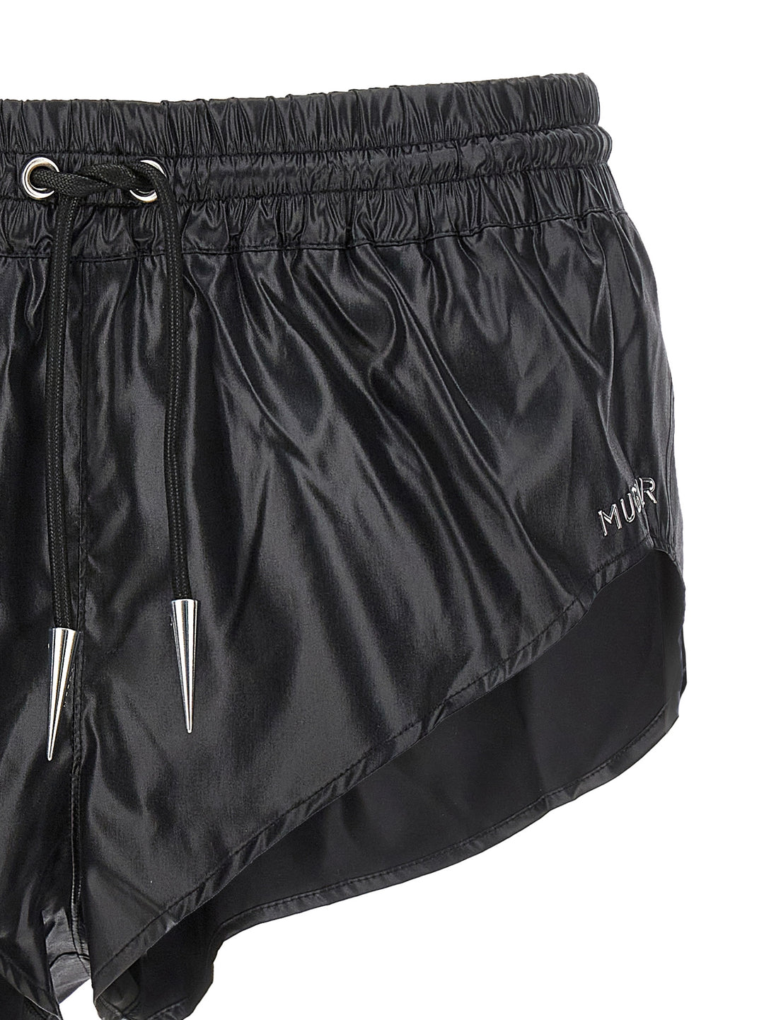 Shiny Effect Fabric Swimsuit Shorts Bermuda, Short Black