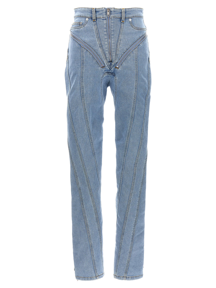 Zipped Spiral Jeans Light Blue