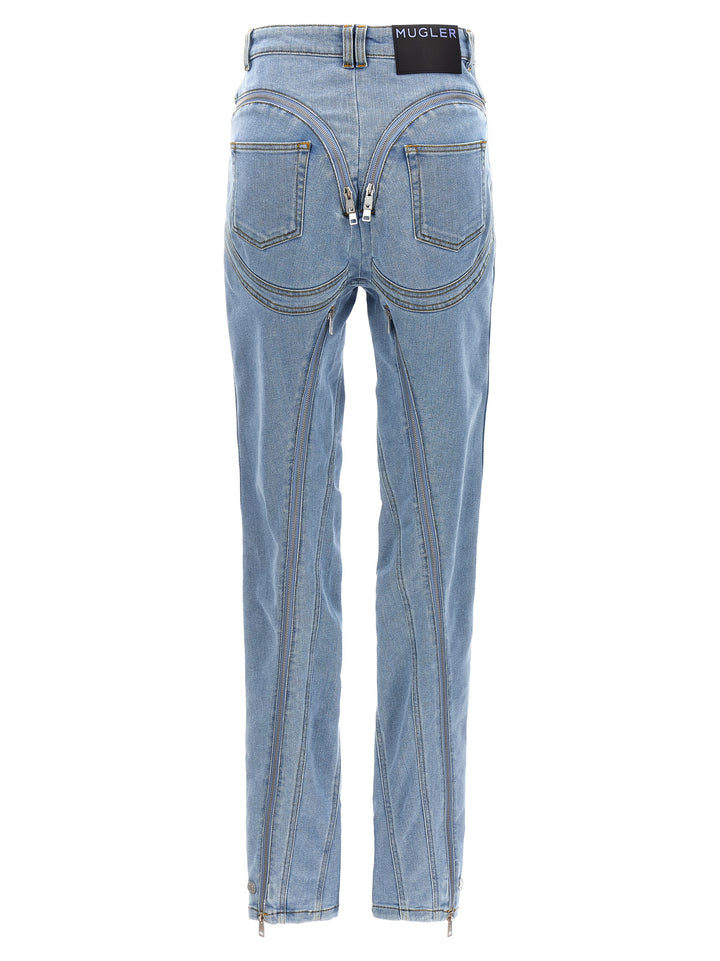 Zipped Spiral Jeans Light Blue