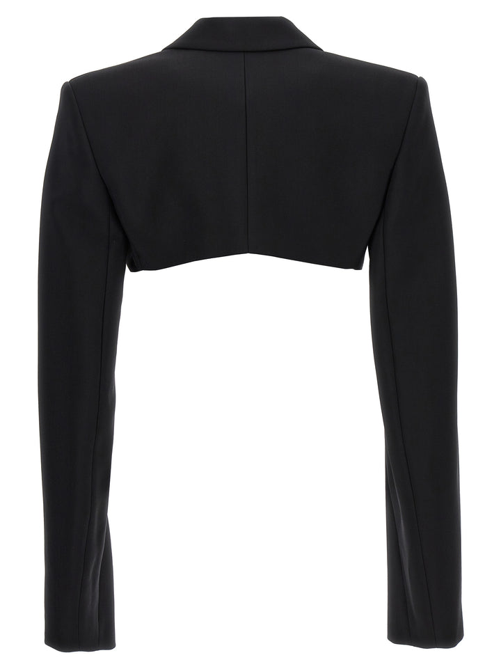 Cropped Jacket With Padded Shoulders Jackets Black