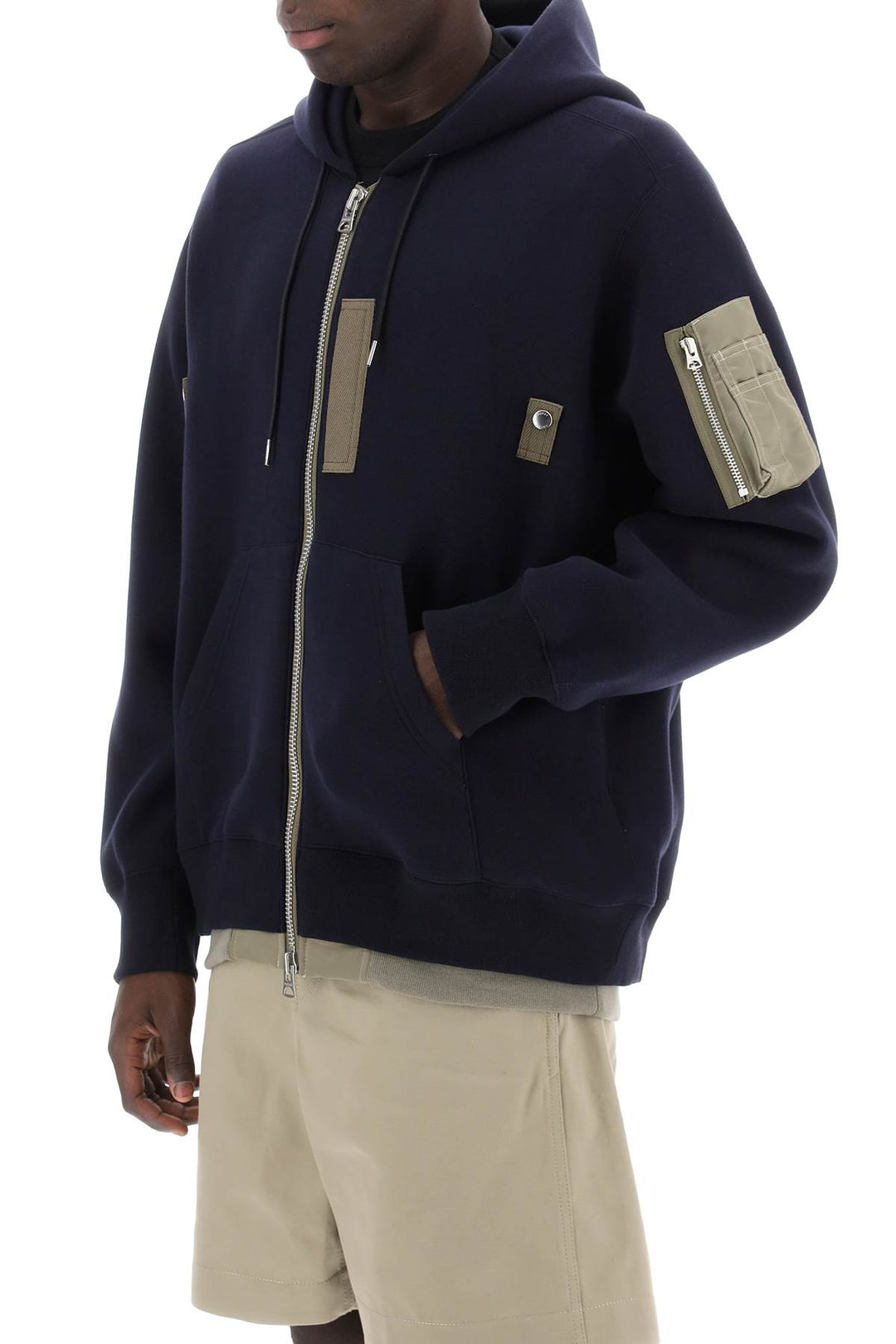 Full Zip Hoodie With Contrast Trims - Sacai - Men