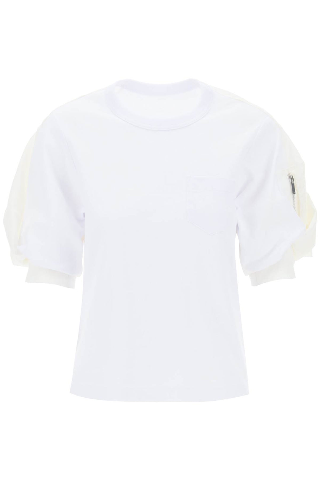 T Shirt Con Inserti In Nylon - Sacai - Women