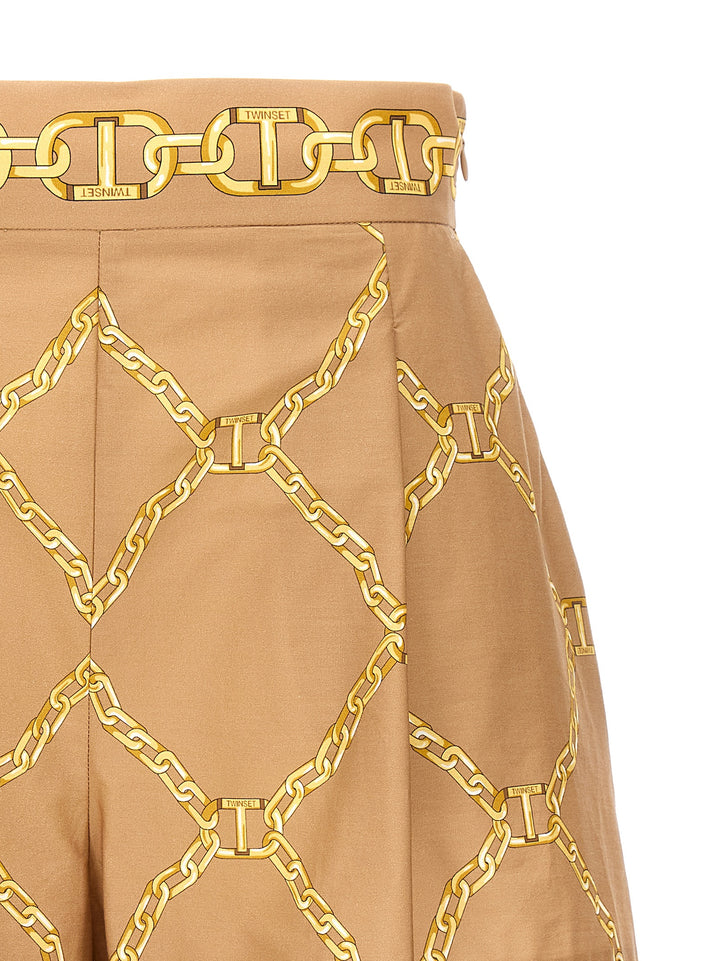 Printed Poplin Shorts Bermuda, Short Beige