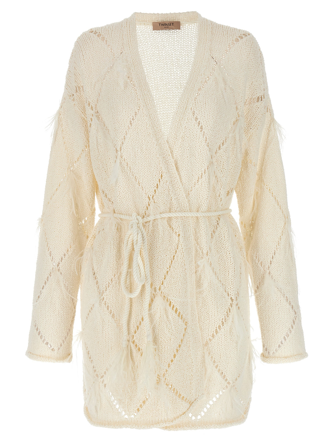 Feather Cardigan Sweater, Cardigans White