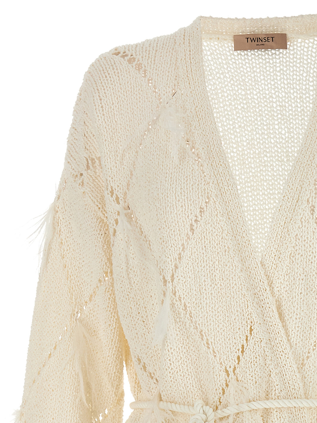 Feather Cardigan Sweater, Cardigans White