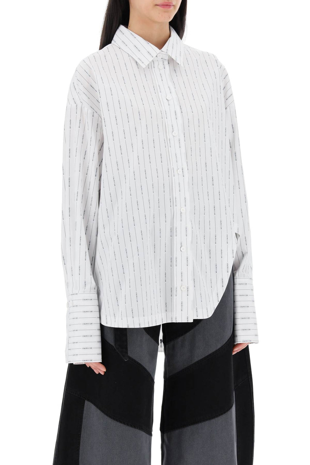 Diana Shirt With Pinstriped Logo Pattern - The Attico - Women