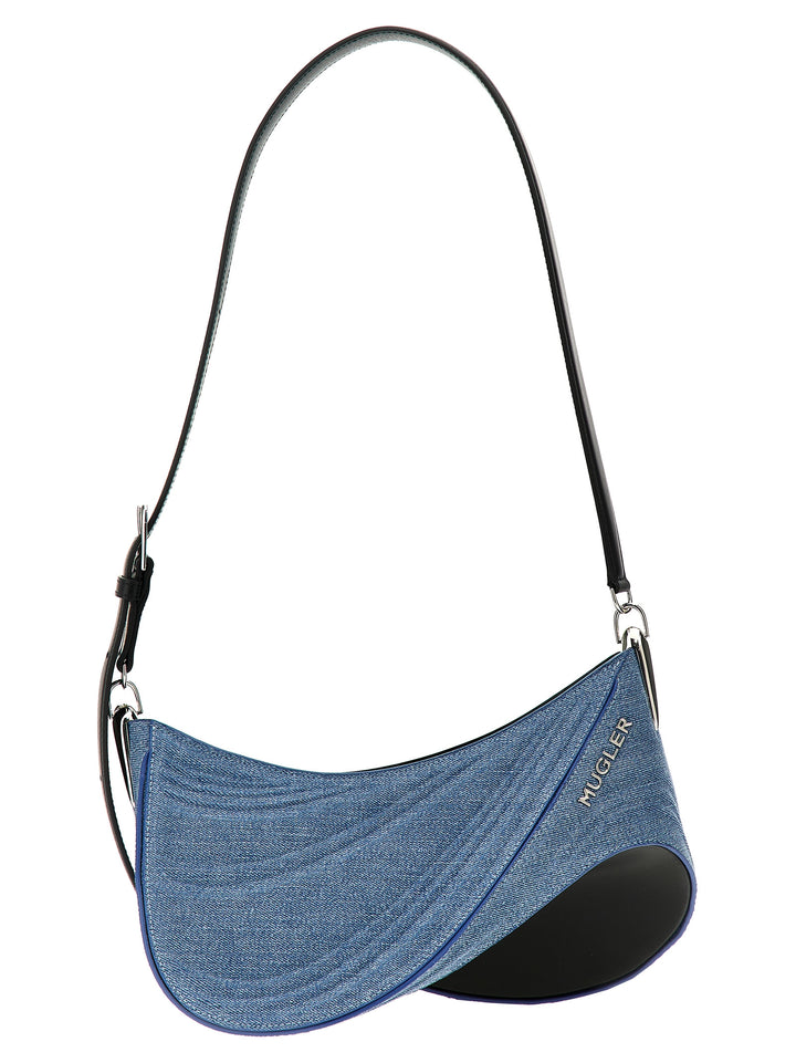Mugler Medium Denim Spiral Curve 01 Shoulder Bags - Blue | fec9b59d09d38e4308f7a650d539d9db0b0593dd