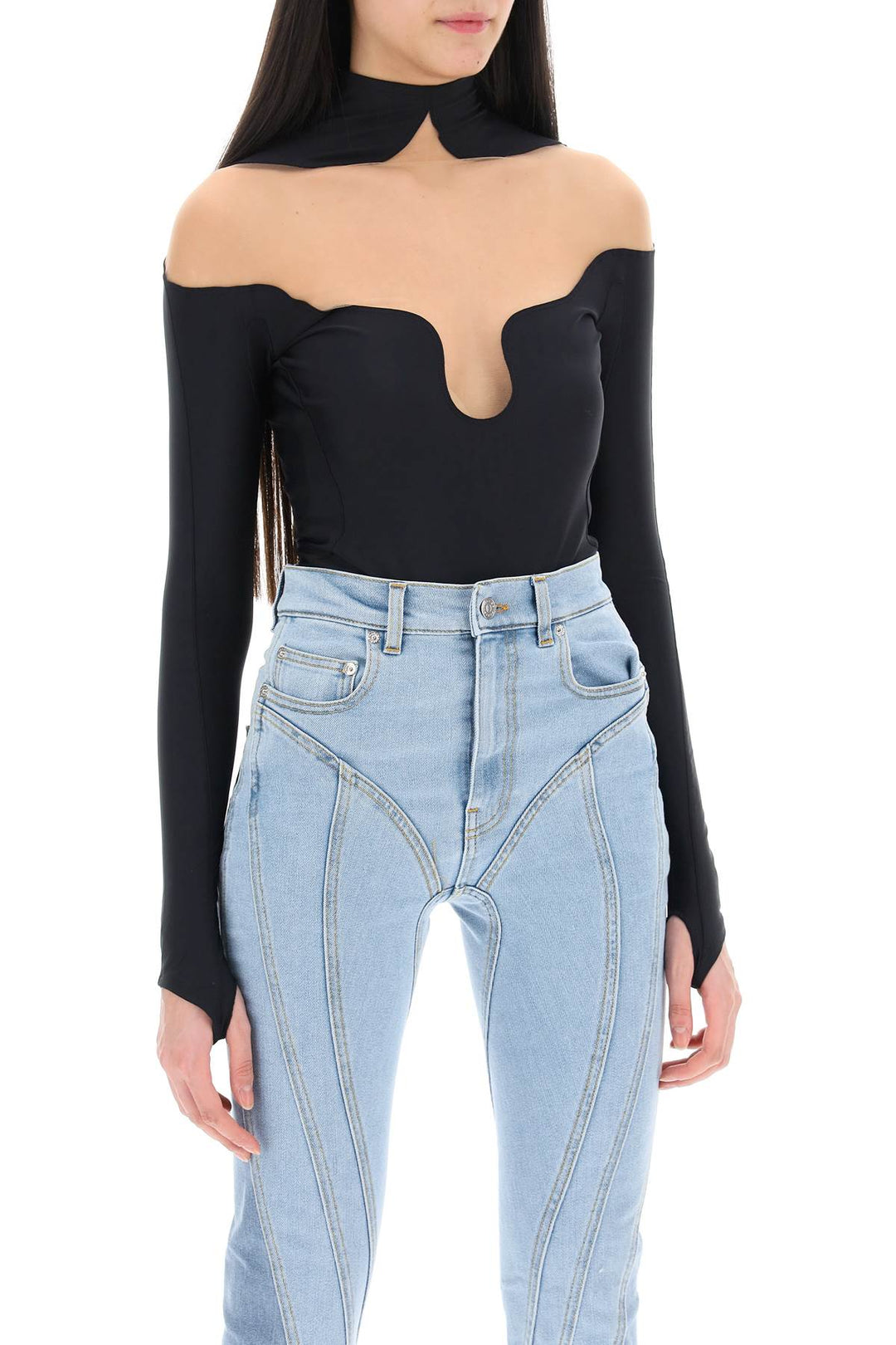 Long Sleeve Illusion Bodysuit - Mugler - Women