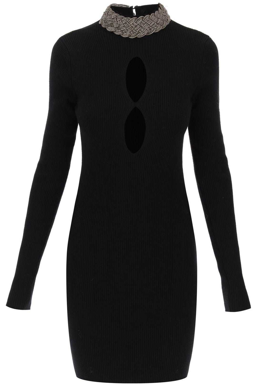 Knitted Mini Dress With Jewel Collar - Giuseppe Di Morabito - Women