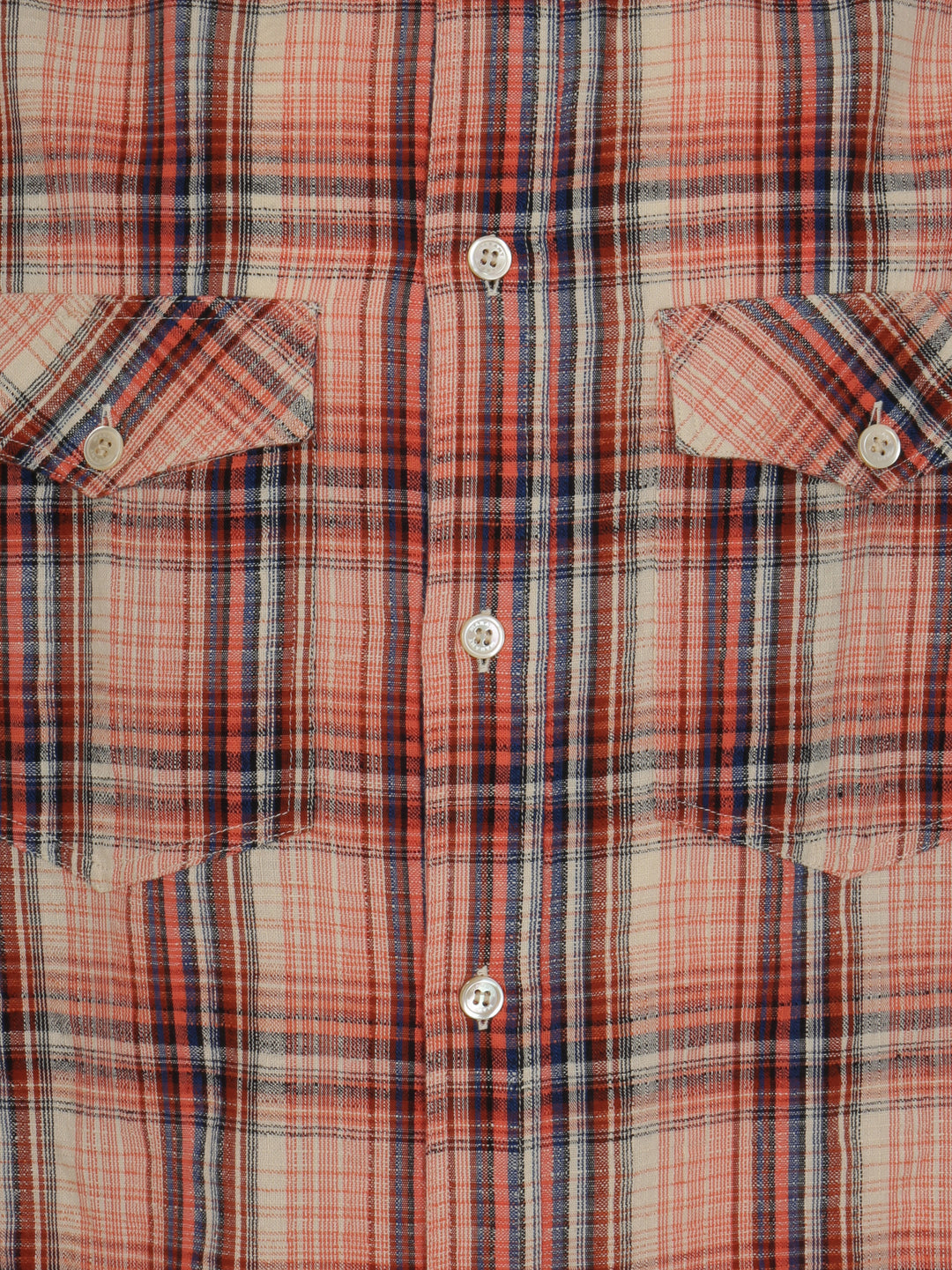 Cotton and linen shirt with madras motif