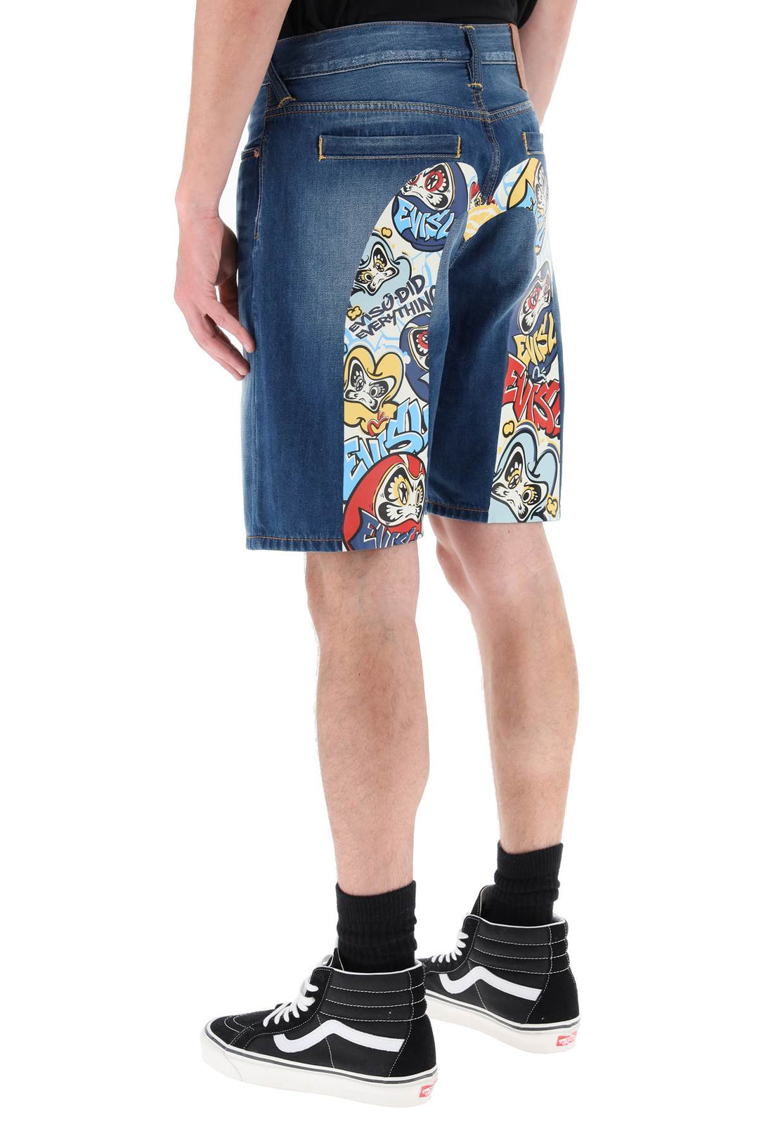 Graffiti Daruma Denim Shorts - Evisu - Men