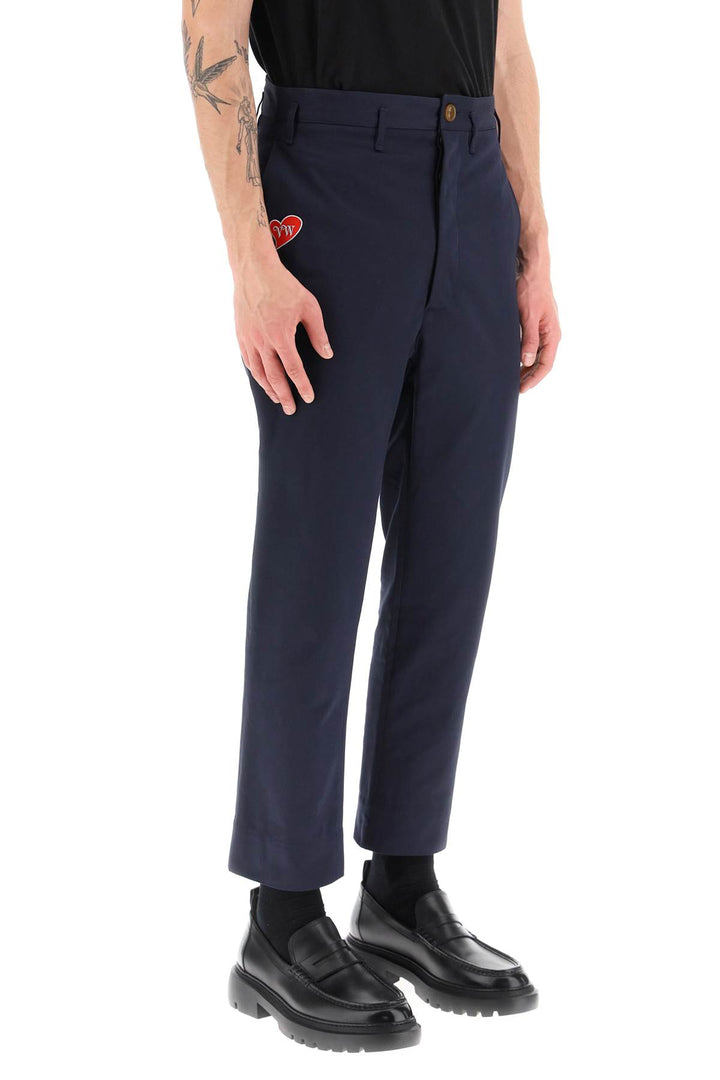 Cropped Cruise Pants Featuring Embroidered Heart Shaped Logo - Vivienne Westwood - Men