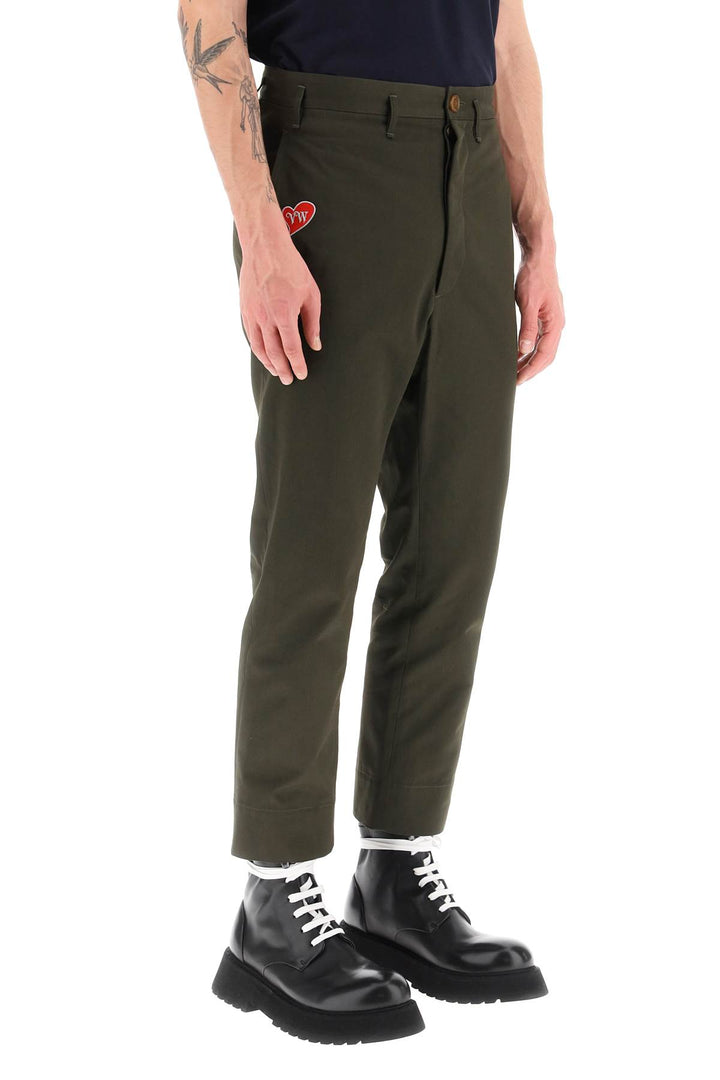 Cropped Cruise Pants Featuring Embroidered Heart Shaped Logo - Vivienne Westwood - Men