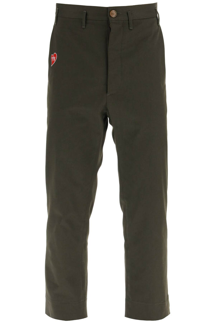 Cropped Cruise Pants Featuring Embroidered Heart Shaped Logo - Vivienne Westwood - Men