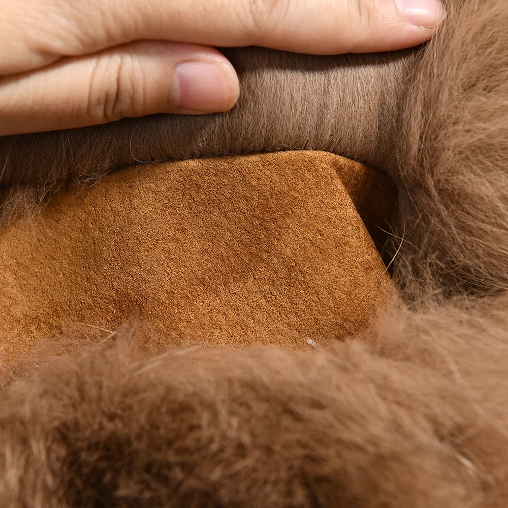 Calere Camel Vest in Fox Fur