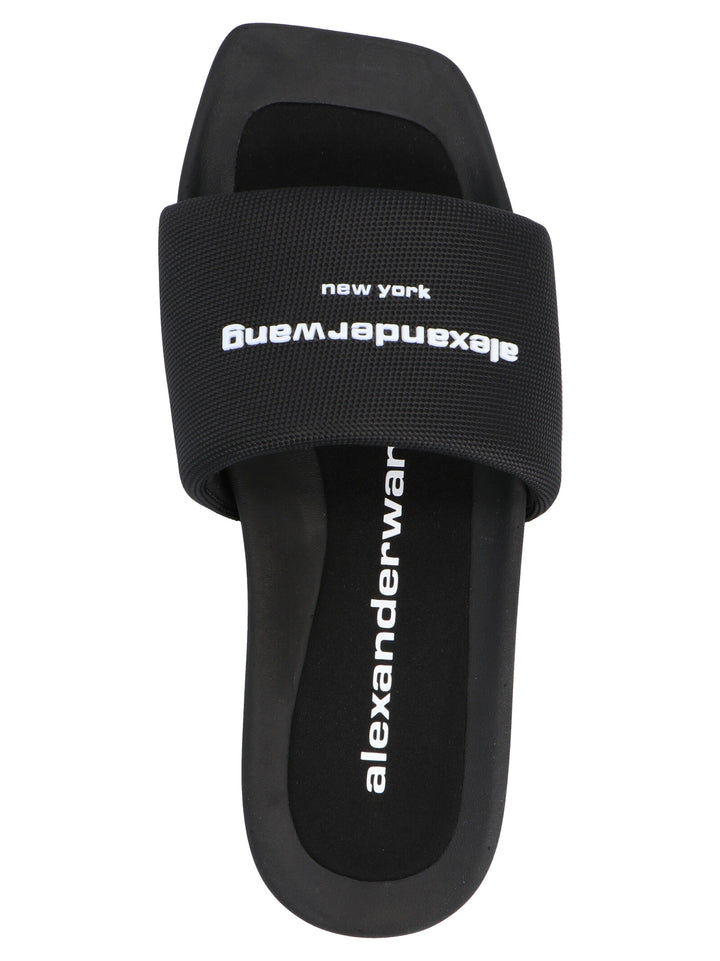 Logo Band Nylon Sliders Sandals Black