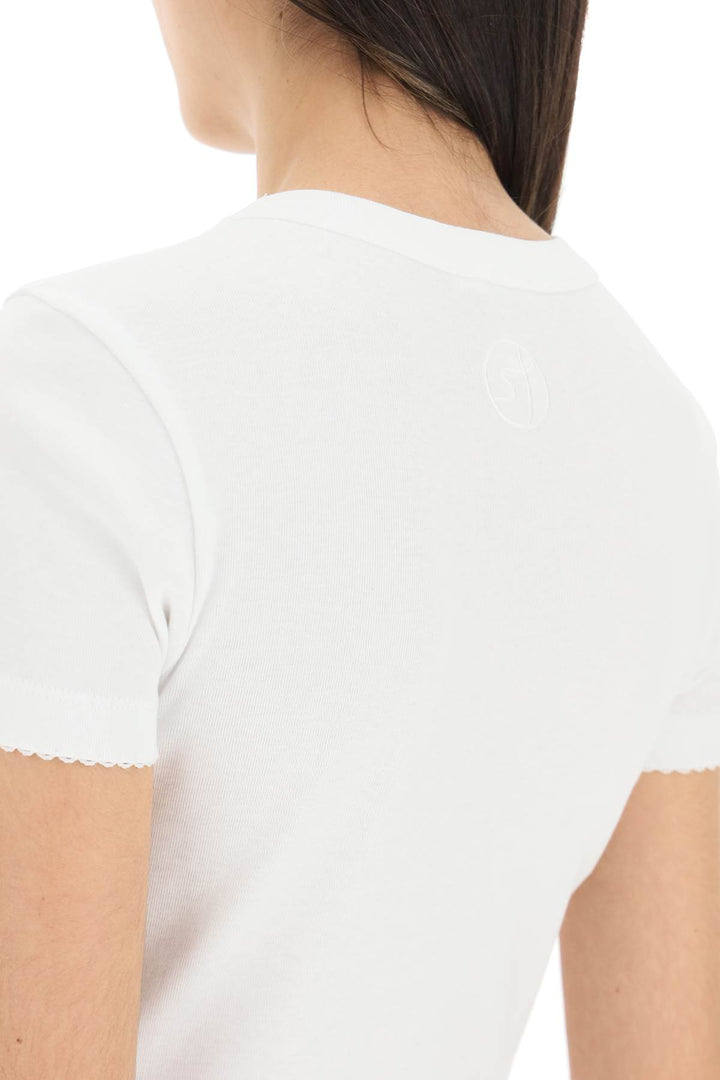 'Uma' Organic Cotton T Shirt With Embroidered Trims - Saks Potts - Women